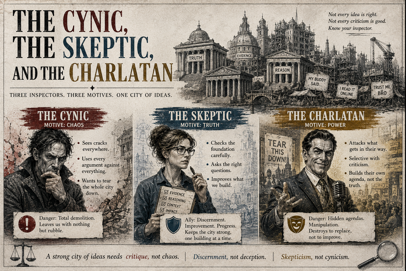 The Cynic, the Skeptic, and the Charlatan